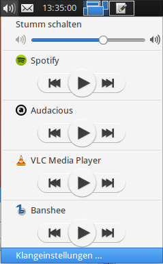 Auswählen der Klangeinstellungen bei Ubuntustudio